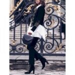 Lapel Distressed Black Denim Jacket - Image 2